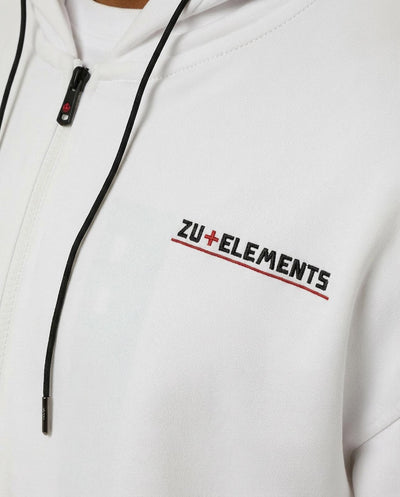 Felpa zip con cappuccio, logo stampato sul davanti e dietro, interno cappuccio in mesh