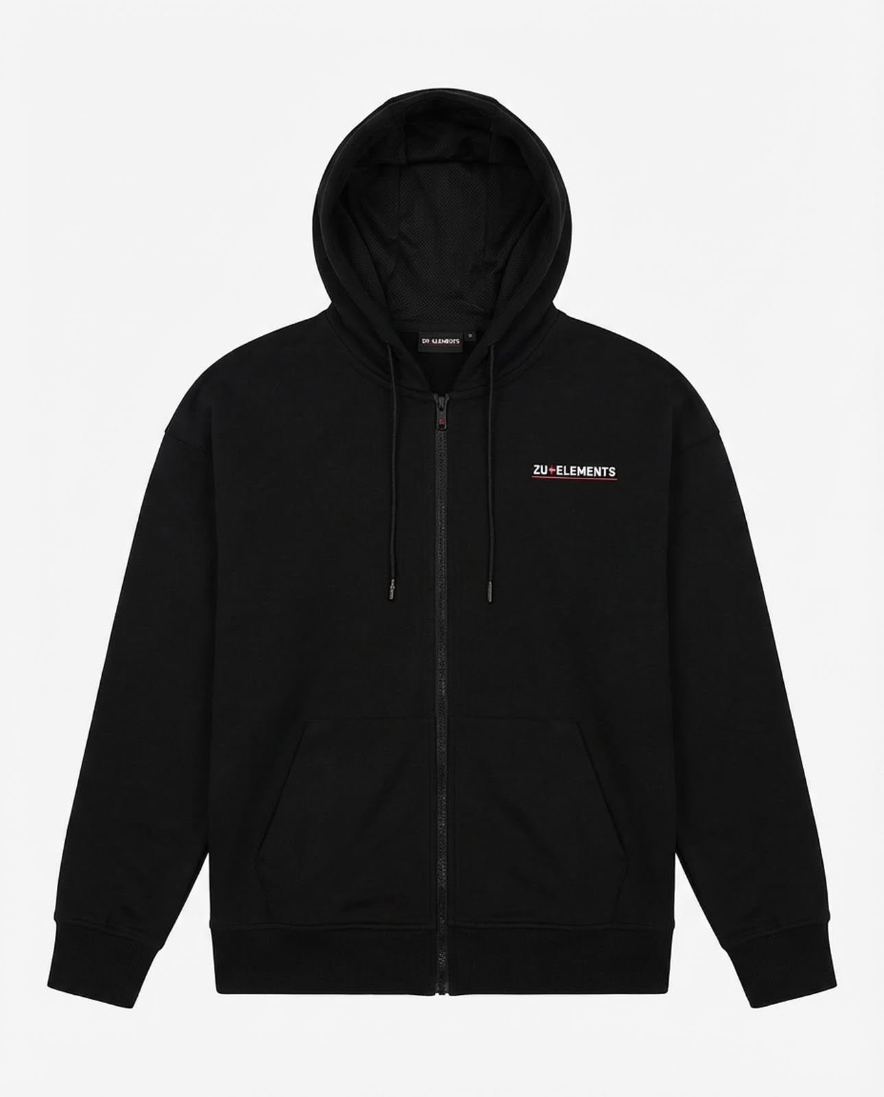 Felpa zip con cappuccio, logo stampato sul davanti e dietro, interno cappuccio in mesh