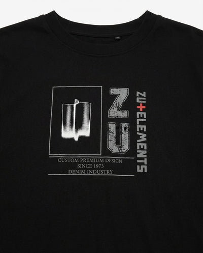 T-shirt girocollo maniche corte con stampa frontale – Black