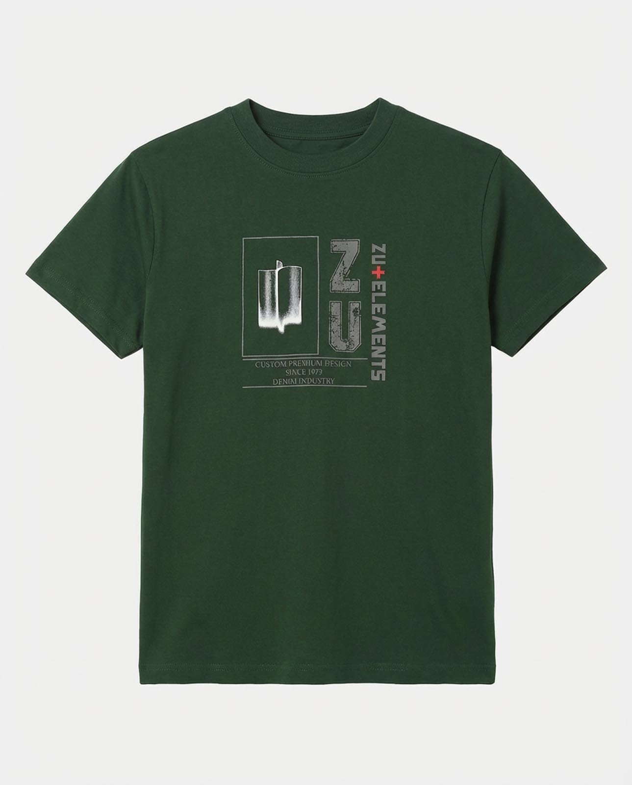 T-shirt girocollo maniche corte con stampa frontale – Black