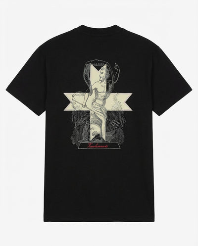 T-shirt girocollo maniche corte con stampa logata lato cuore e sul retro