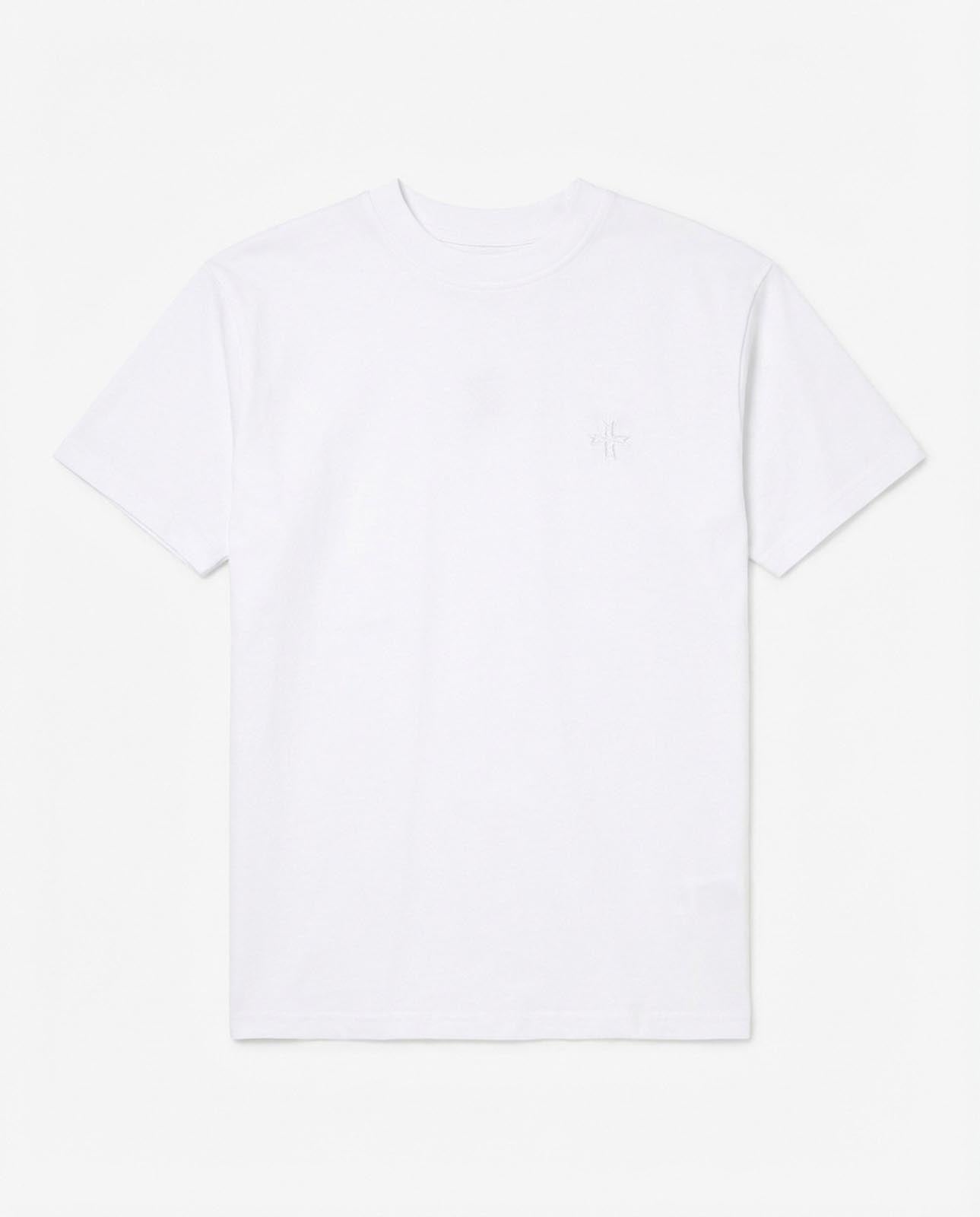 T-shirt girocollo maniche corte con stampa logata lato cuore e sul retro