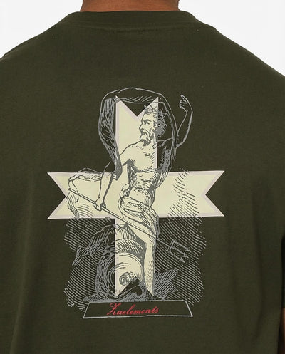 T-shirt girocollo maniche corte con stampa logata lato cuore e sul retro