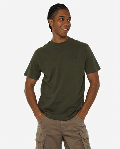 T-shirt girocollo maniche corte con stampa logata lato cuore e sul retro