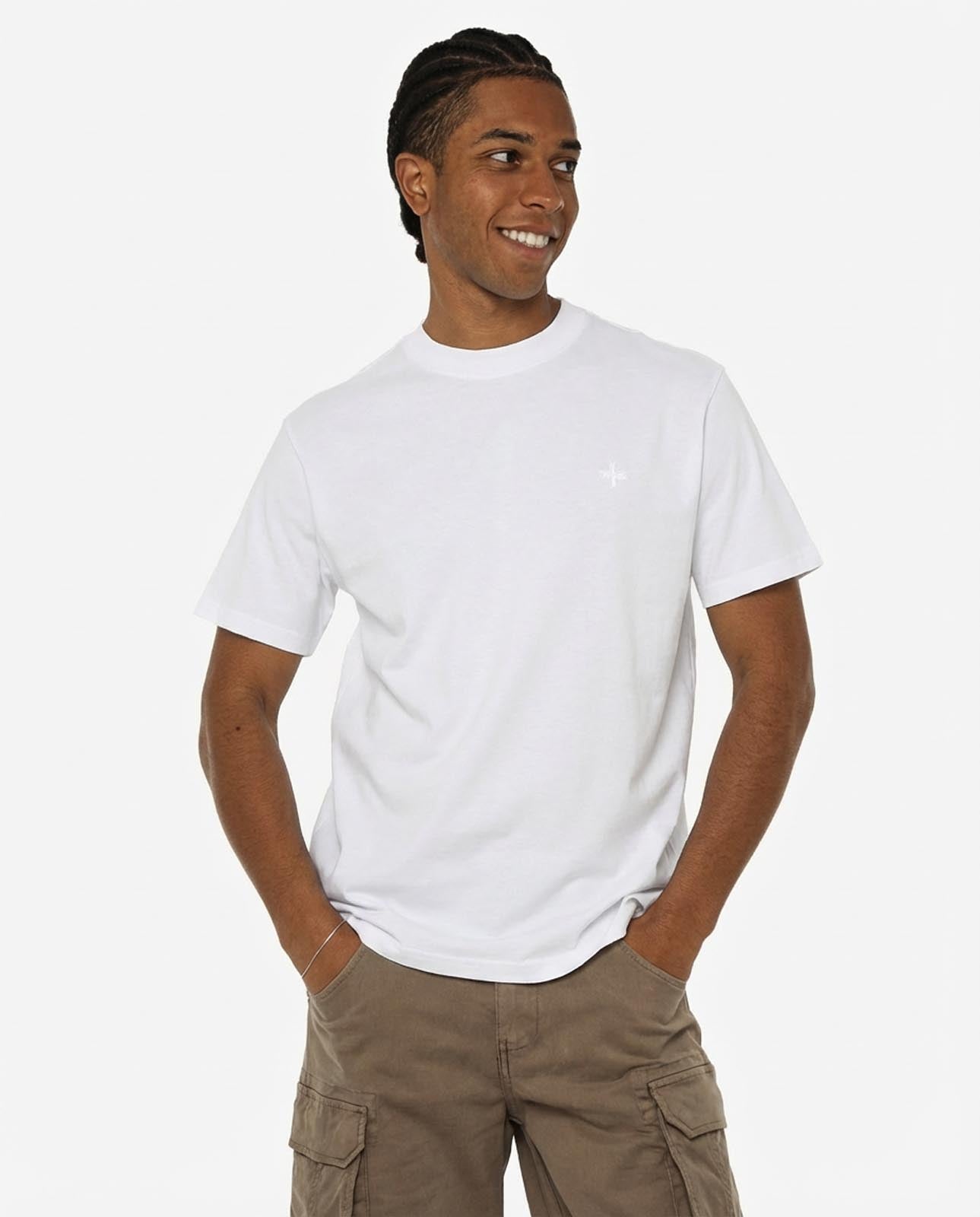 T-shirt girocollo maniche corte con stampa logata lato cuore e sul retro