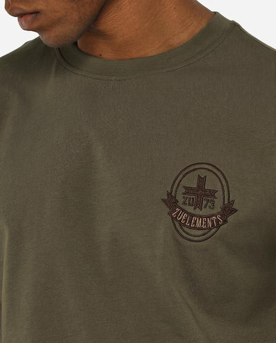 T-shirt girocollo maniche corte, ricamo lato cuore e taglio sul dietro