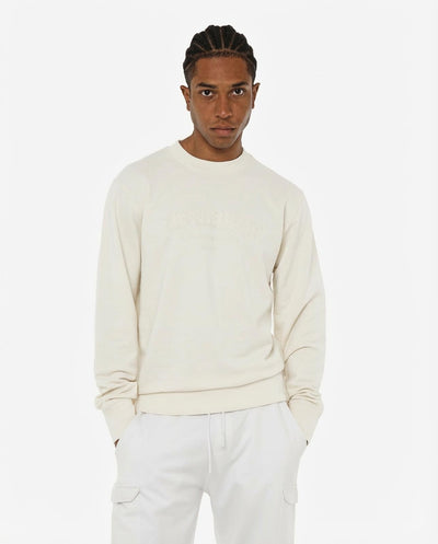 Felpa girocollo con applicazione frontale in tono ricamata