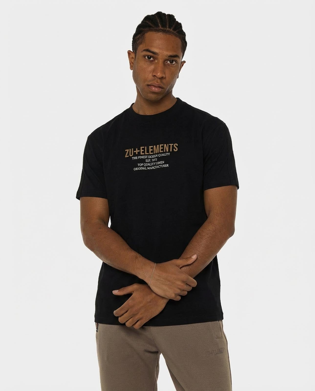 T-shirt girocollo maniche corte, stampa e ricamo frontale, bandina laterale in gross grain