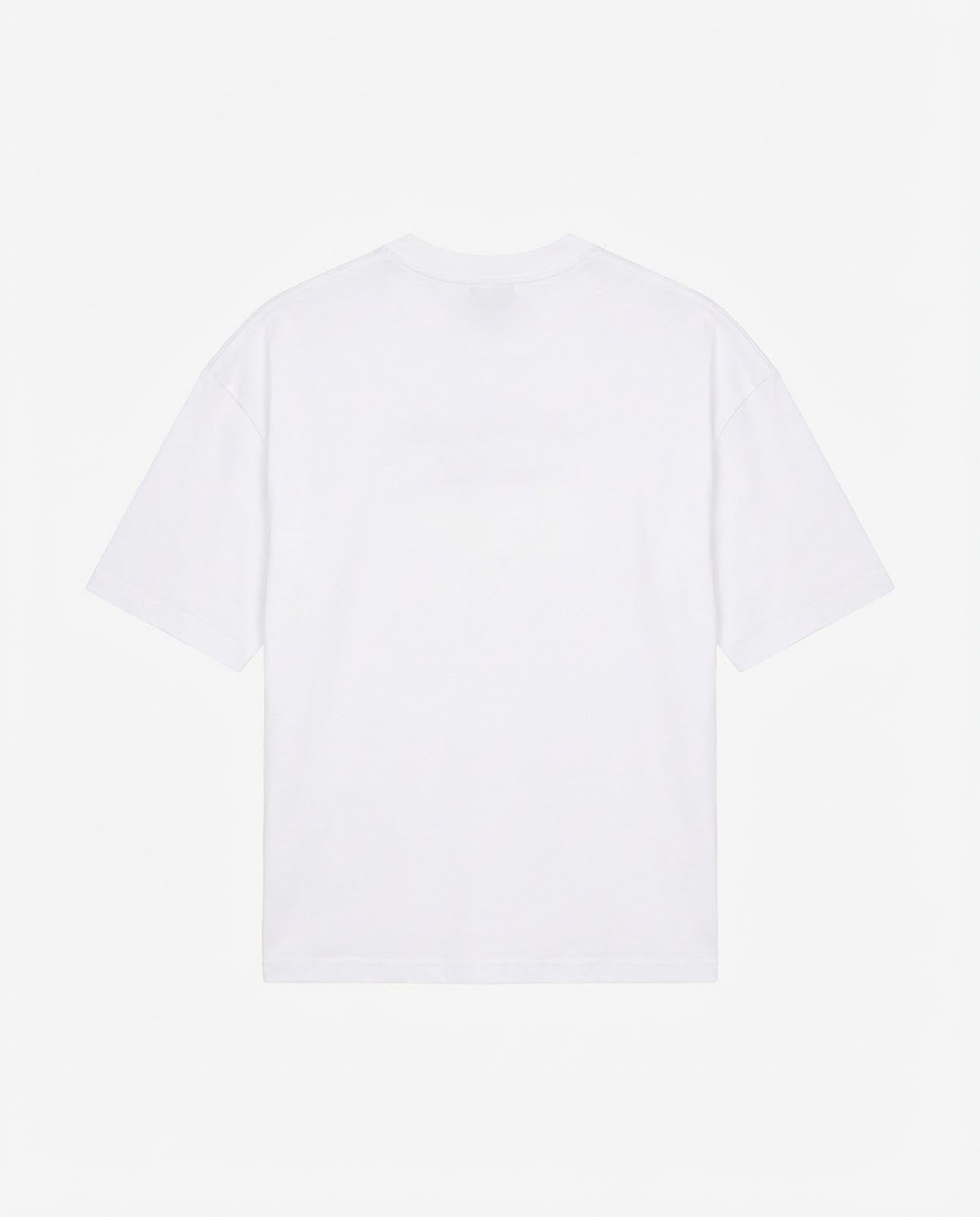 T-shirt girocollo maniche corte relaxed fit con taglio spalla e ricamo frontale