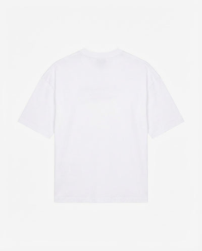 T-shirt girocollo maniche corte relaxed fit con taglio spalla e ricamo frontale