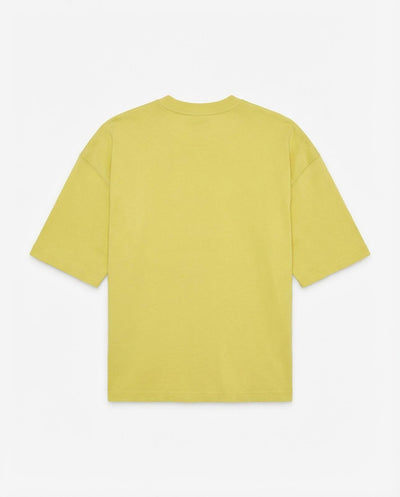 T-shirt girocollo maniche corte relaxed fit con taglio spalla e ricamo frontale