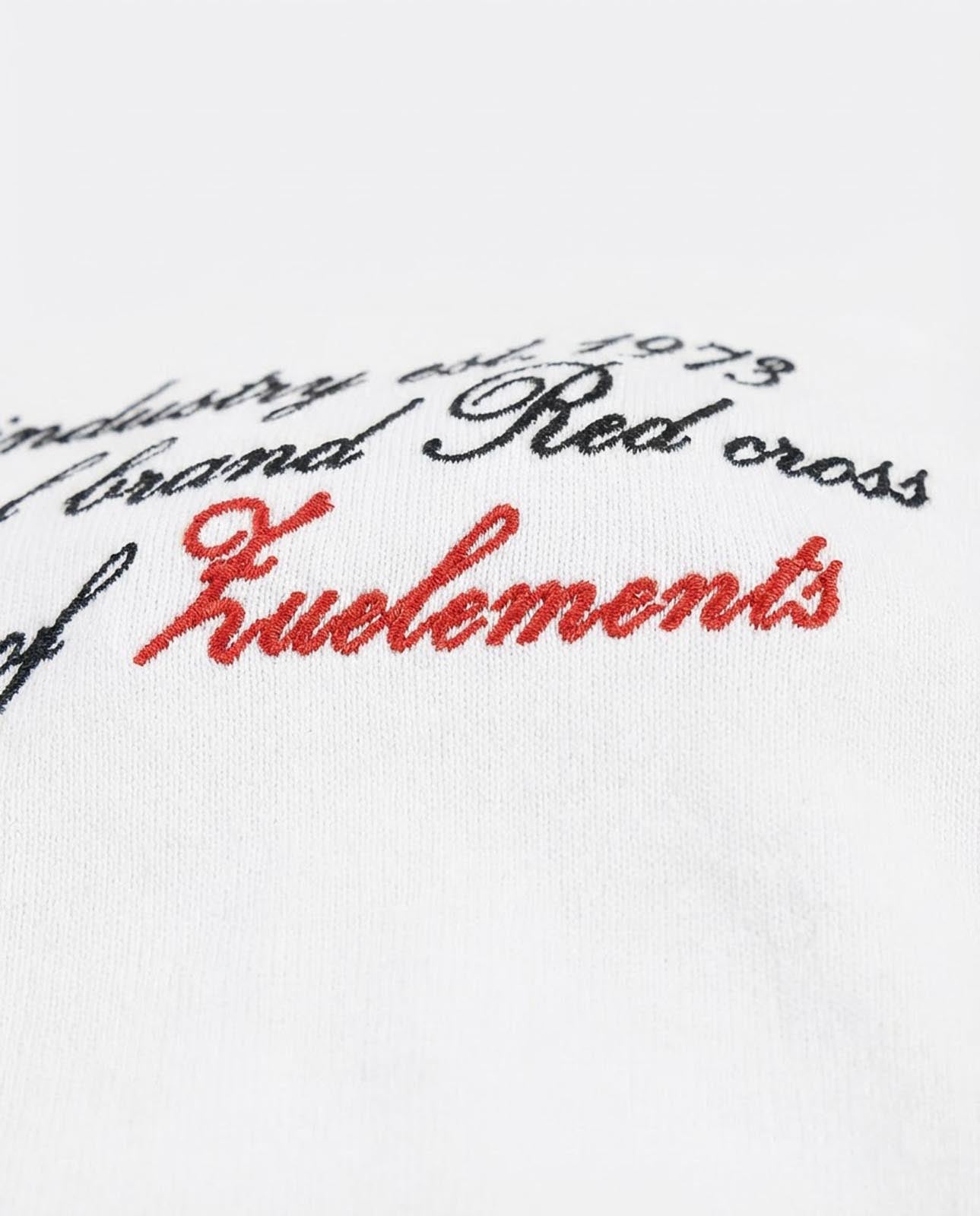 T-shirt girocollo maniche corte relaxed fit con taglio spalla e ricamo frontale