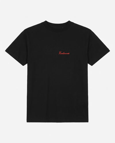 T-shirt girocollo maniche corte relaxed fit con taglio spalla e ricamo frontale