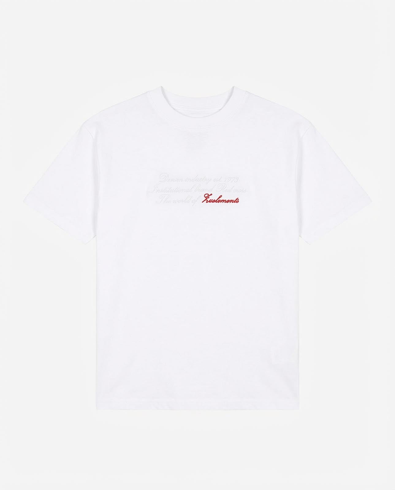 T-shirt girocollo maniche corte relaxed fit con taglio spalla e ricamo frontale