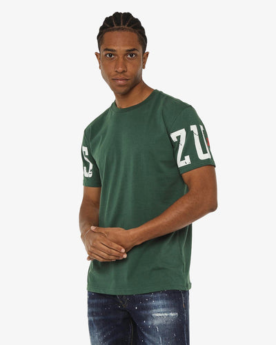 T-shirt girocollo maniche corte, logo stampato su maniche davanti e sul dietro