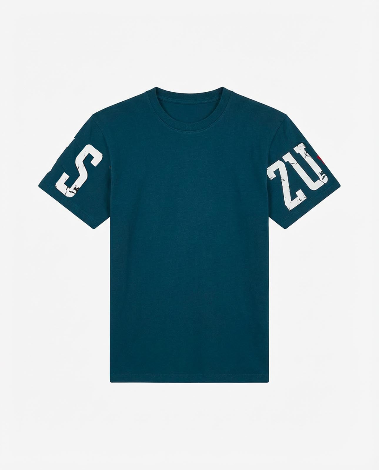 T-shirt girocollo maniche corte, logo stampato su maniche davanti e sul dietro