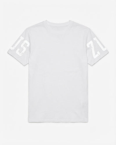 T-shirt girocollo maniche corte, logo stampato su maniche davanti e sul dietro