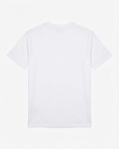 T-shirt girocollo maniche corte, stampa frontale, bandina laterale in gross grain applicata