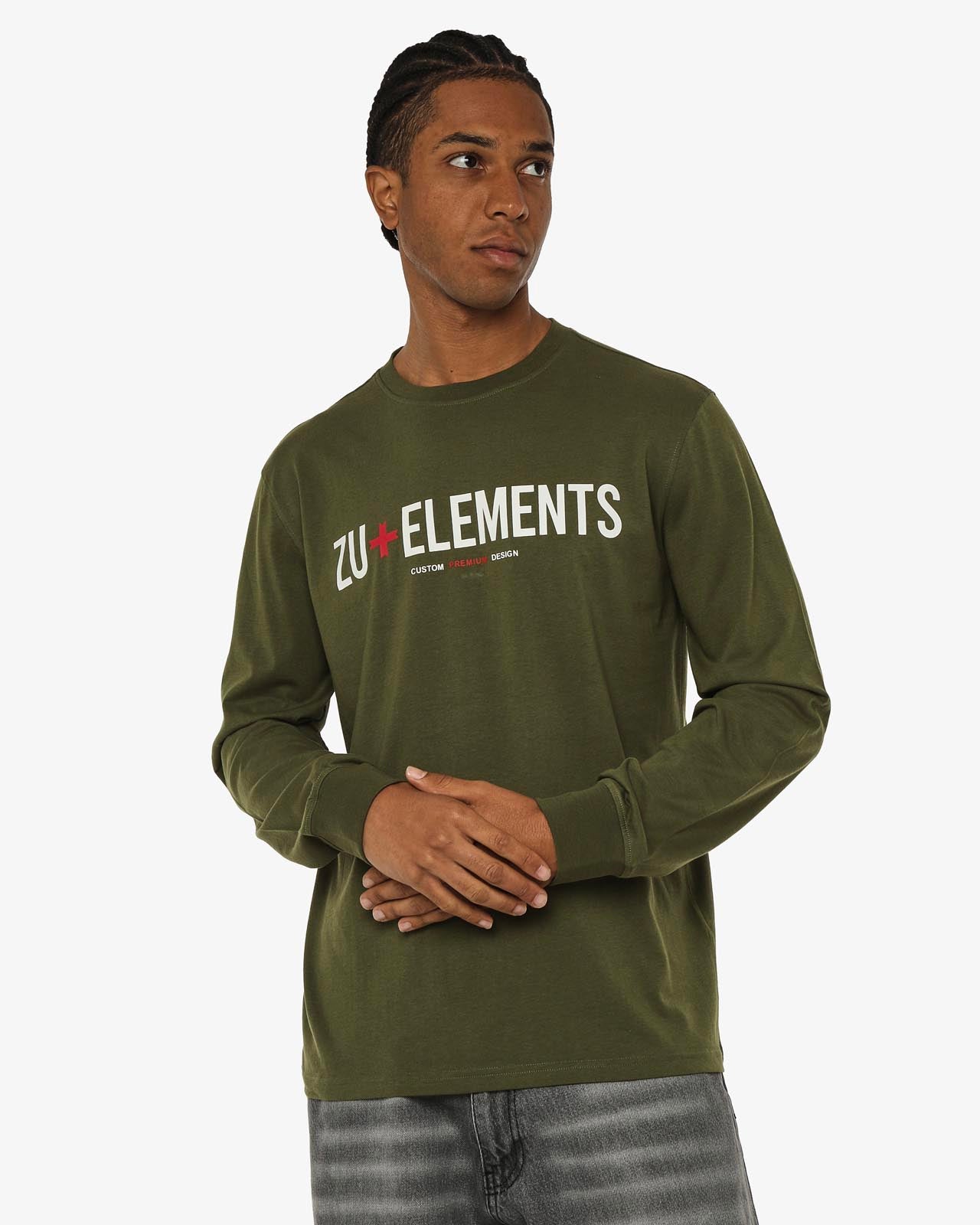 T-shirt manica lunga, logo frontale stampato, collo e polsi a coste