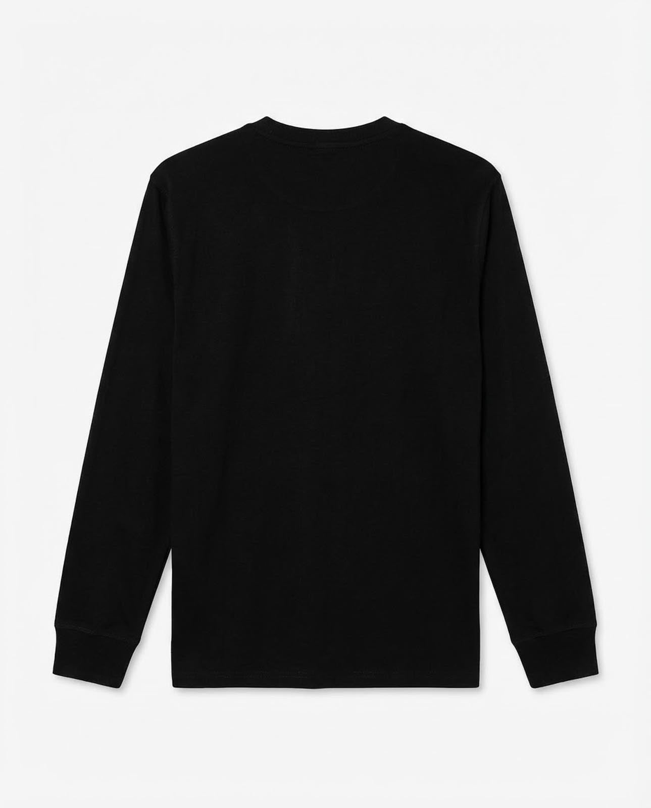 T-shirt manica lunga, logo frontale stampato, collo e polsi a coste