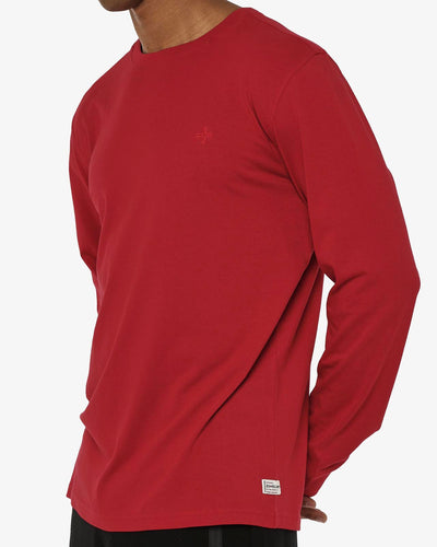 T-shirt manica lunga, logo lato cuore ricamato, collo e polsi a coste