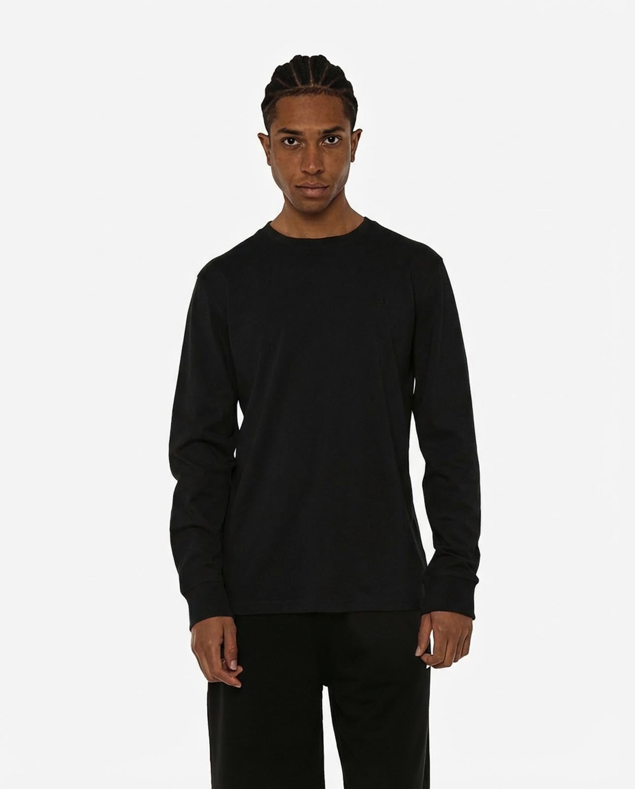 T-shirt manica lunga, logo lato cuore ricamato, collo e polsi a coste