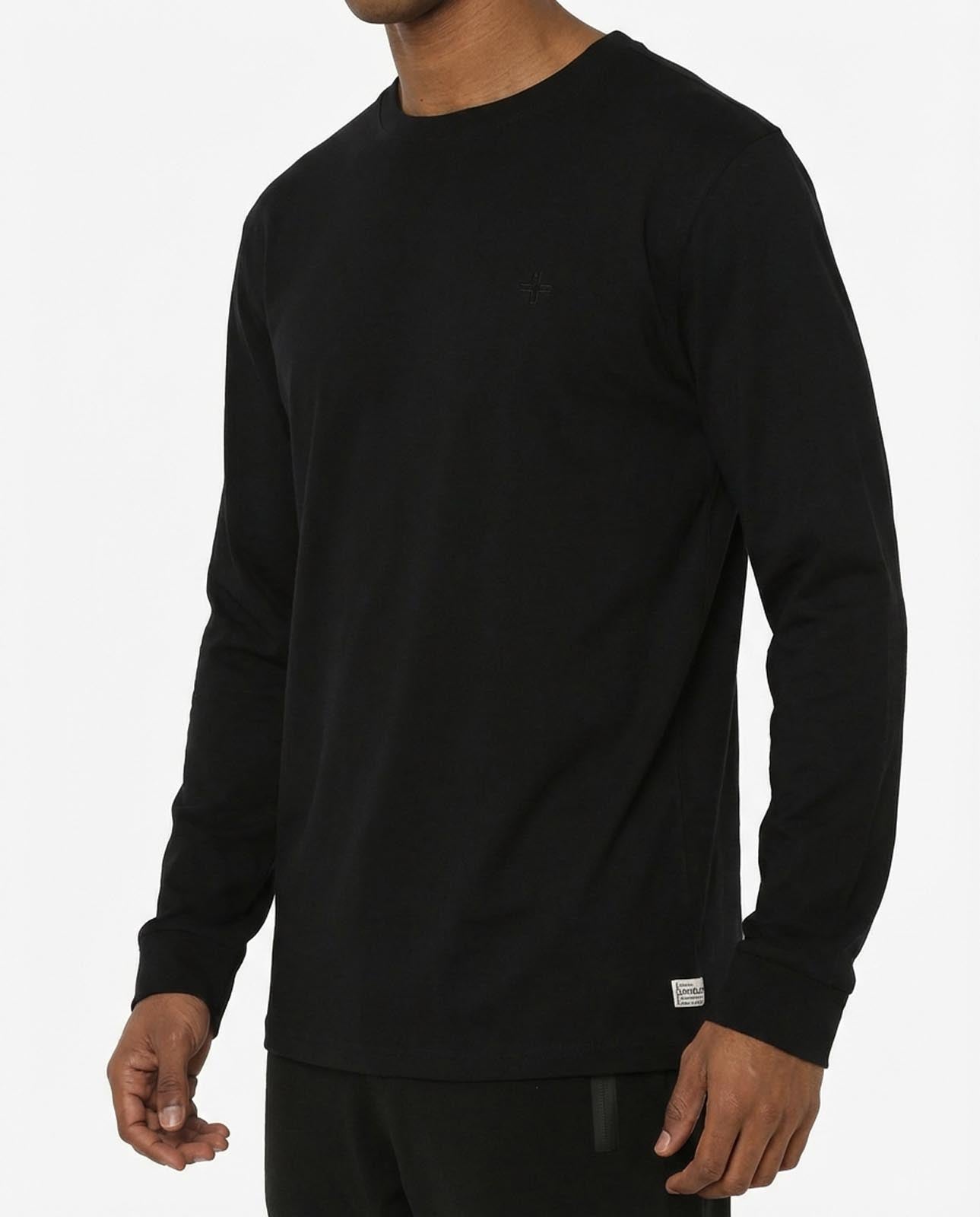 T-shirt manica lunga, logo lato cuore ricamato, collo e polsi a coste