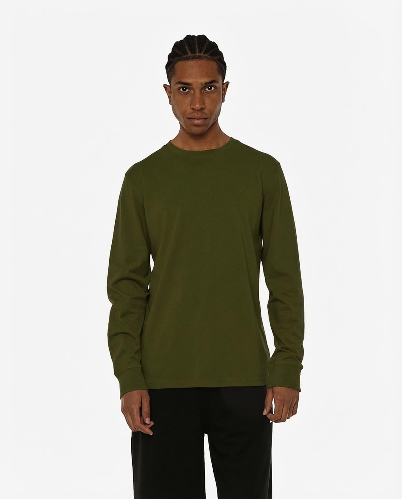 T-shirt manica lunga, logo lato cuore ricamato, collo e polsi a coste