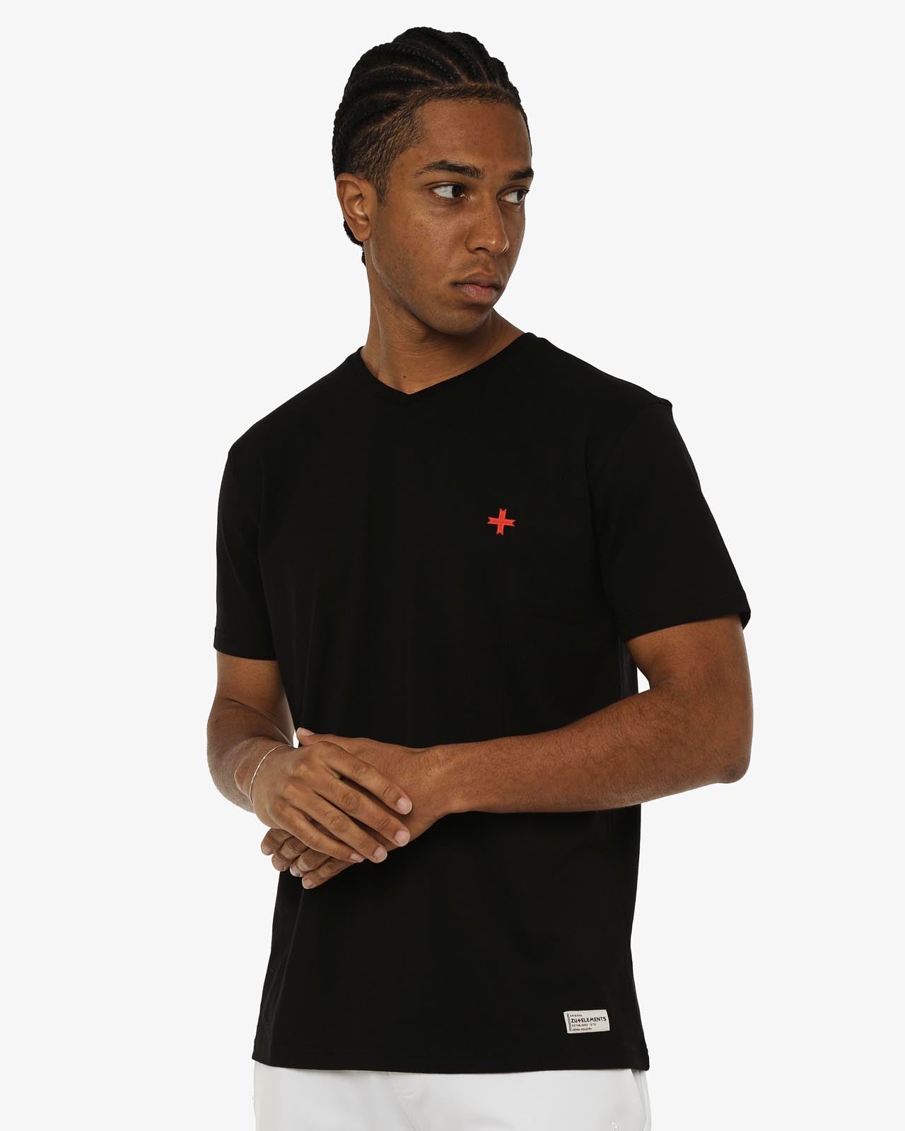 T-shirt maniche corte scollo a v, logo ricamato lato cuore