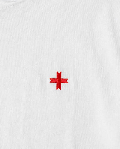 T-shirt maniche corte scollo a v, logo ricamato lato cuore