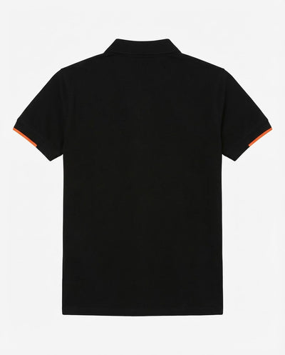 Polo in piquet con profili fluo e logo stampato lato cuore