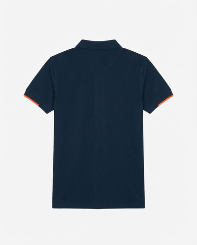 Polo in piquet con profili fluo e logo stampato lato cuore