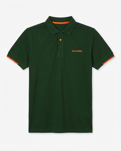 Polo in piquet con profili fluo e logo stampato lato cuore