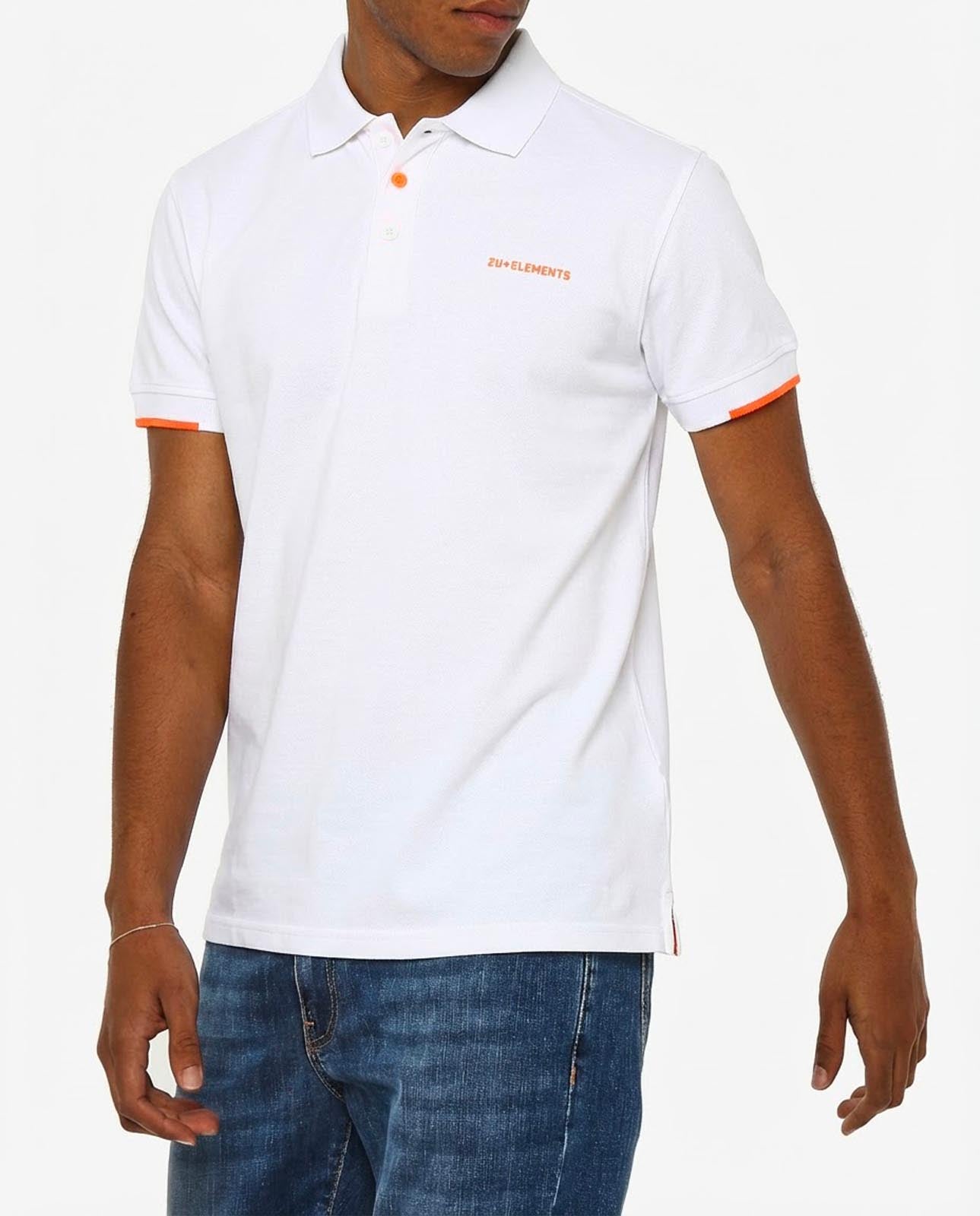 Polo in piquet con profili fluo e logo stampato lato cuore