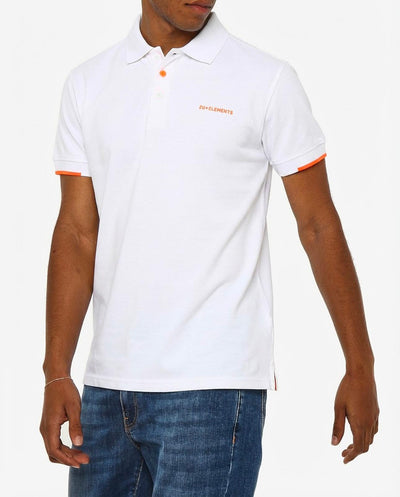 Polo in piquet con profili fluo e logo stampato lato cuore