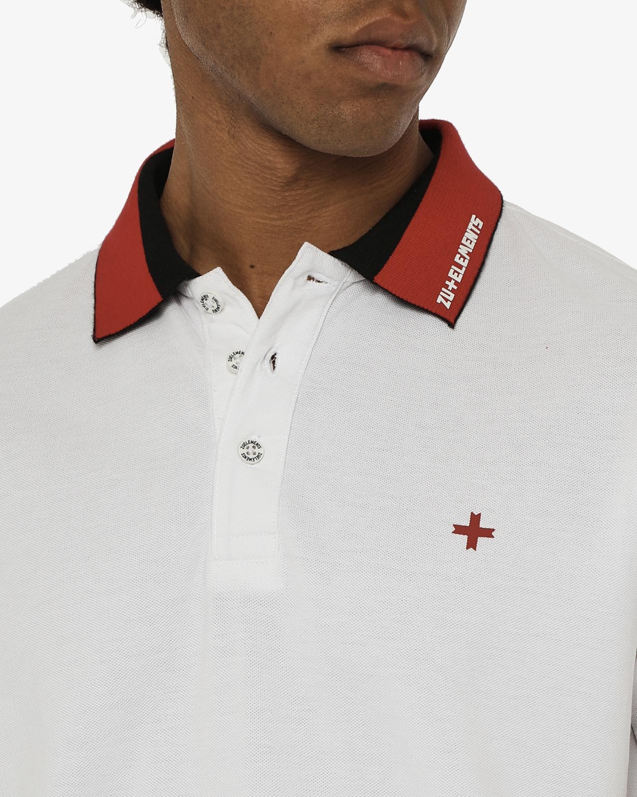 Polo in piquet, collo a contrasto con stampa