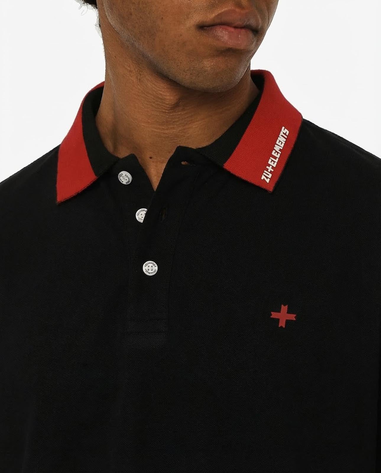 Polo in piquet, collo a contrasto con stampa