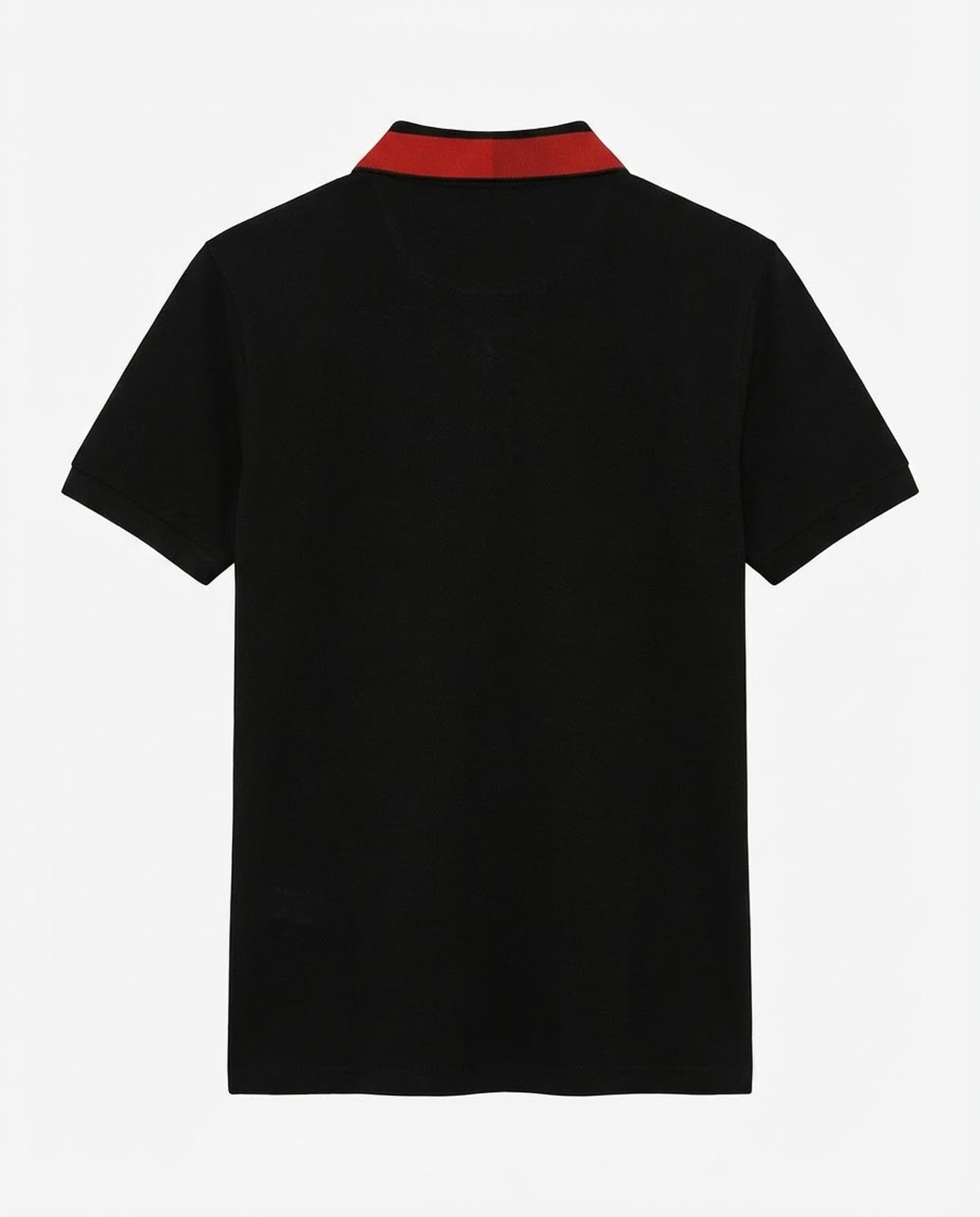 Polo in piquet, collo a contrasto con stampa