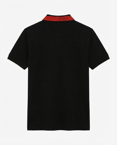 Polo in piquet, collo a contrasto con stampa