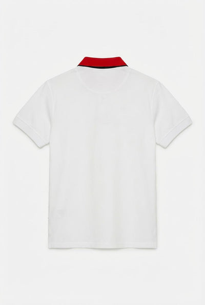 Polo in piquet, collo a contrasto con stampa