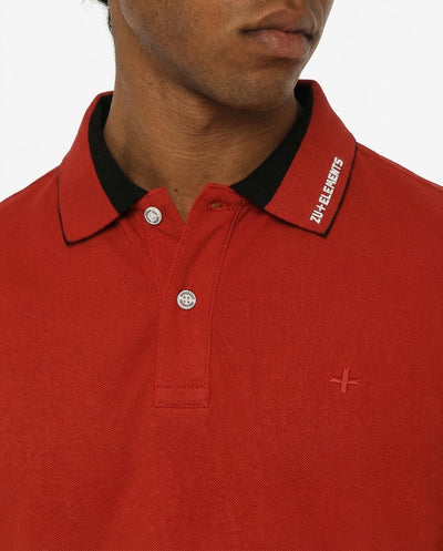 Polo in piquet, collo a contrasto con stampa