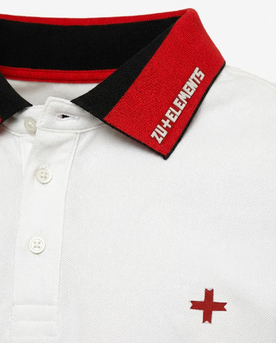 Polo in piquet, collo a contrasto con stampa