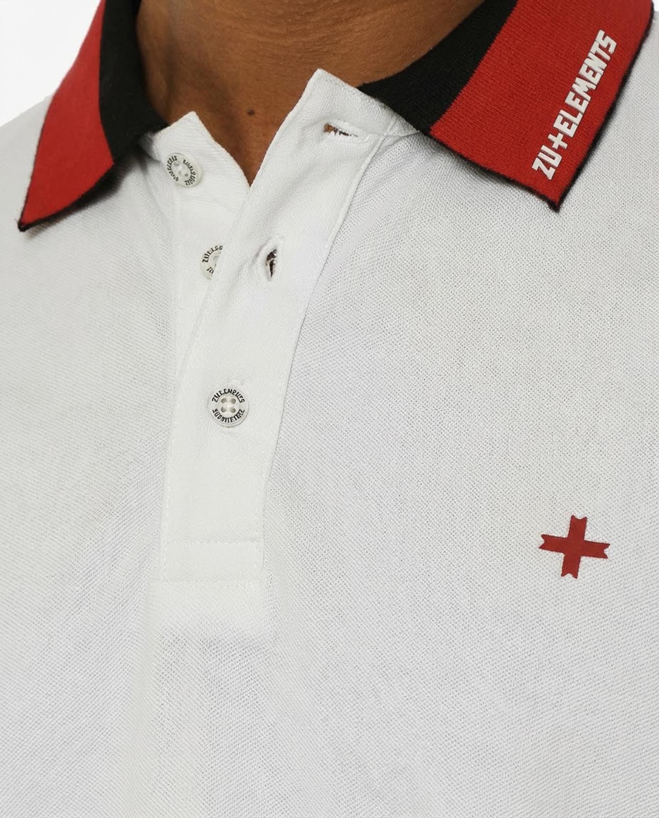 Polo in piquet, collo a contrasto con stampa