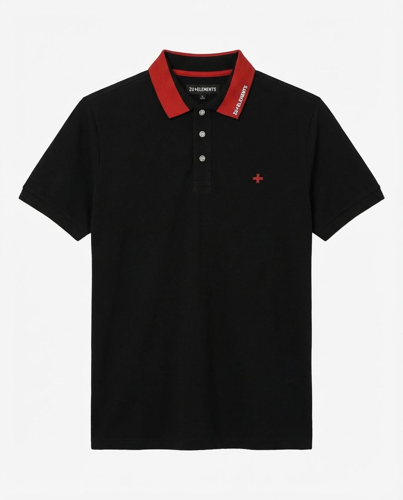 Polo in piquet, collo a contrasto con stampa