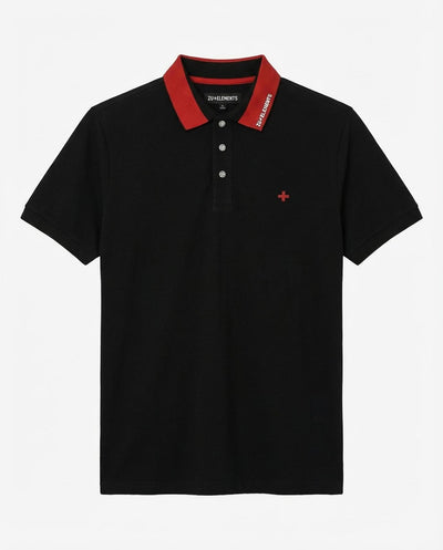 Polo in piquet, collo a contrasto con stampa