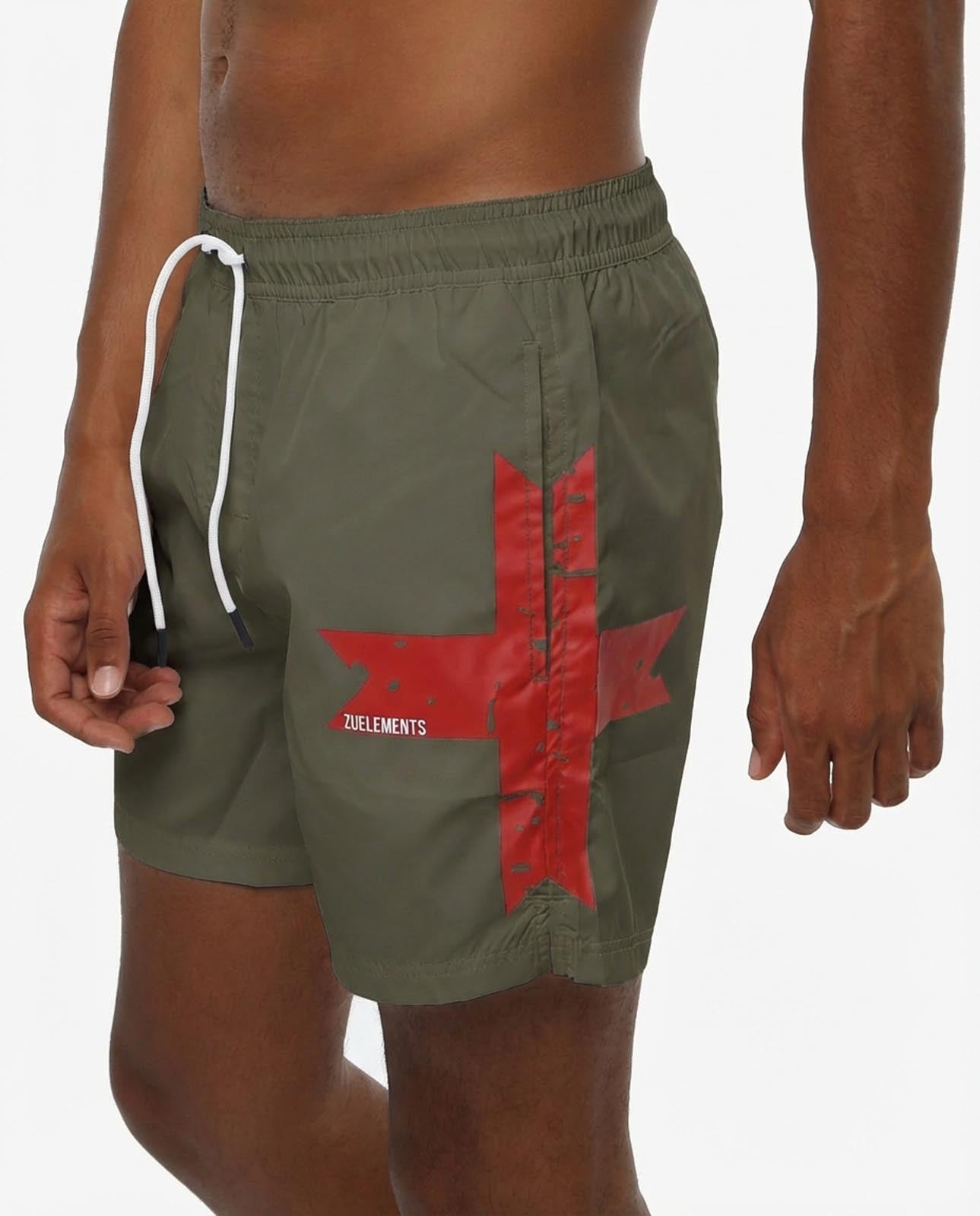 Costume da bagno con tasca posteriore e logo a contrasto