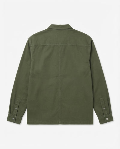 Overshirt in twill con tasche frontali, etichetta e bottoni personalizzati