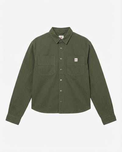 Overshirt in twill con tasche frontali, etichetta e bottoni personalizzati