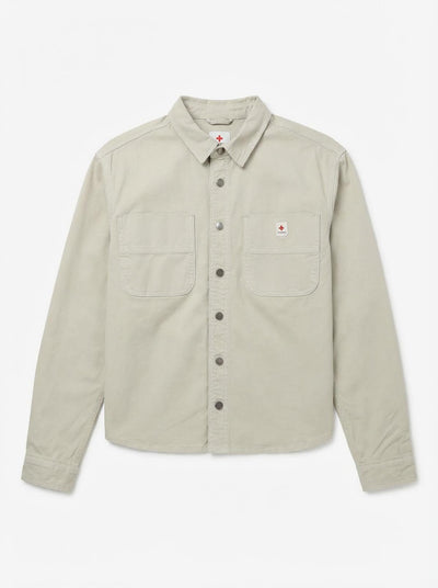 Overshirt in twill con tasche frontali, etichetta e bottoni personalizzati