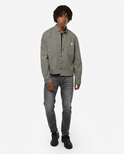 Overshirt in twill con tasche frontali, etichetta e bottoni personalizzati